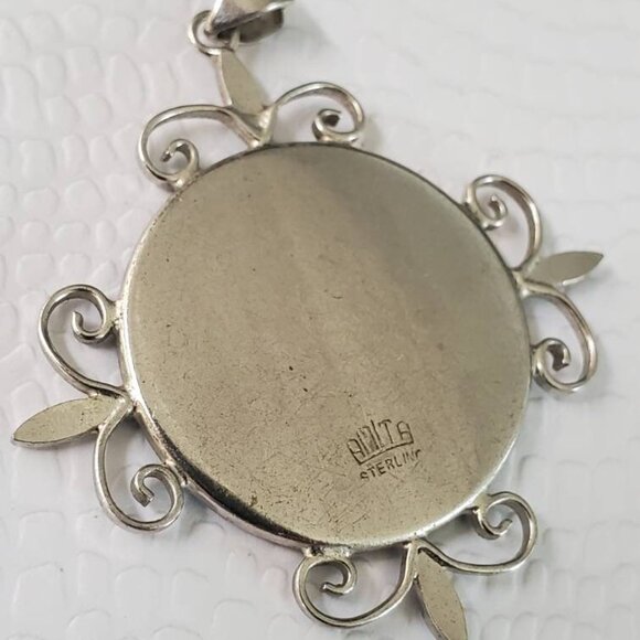 Vintage Damascene Asian Design Amita Sterling Silver Pendant - Picture 7 of 9